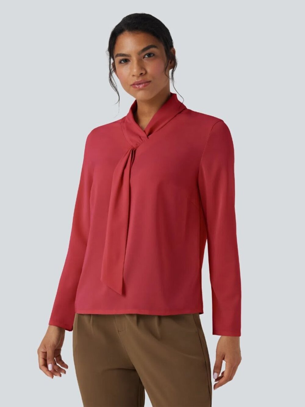 HALARA Scarf Neck Work Blouse - Red | XL | NWT - Picture 5 of 7